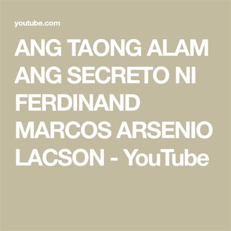 ANG TAONG ALAM ANG SECRETO NI FERDINAND .